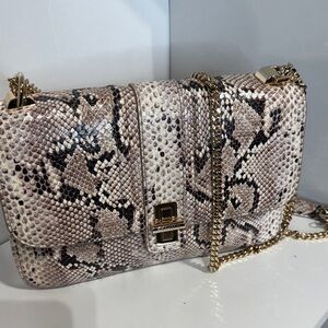 Brahmin Rosalie Snakeskin Crossbody Bag with Gold Chain